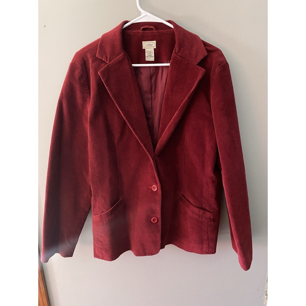 LL Bean  Womens Corduroy Blazer 20 Petite Burgundy  Vintage Classic Academia Y2K - Picture 8 of 9